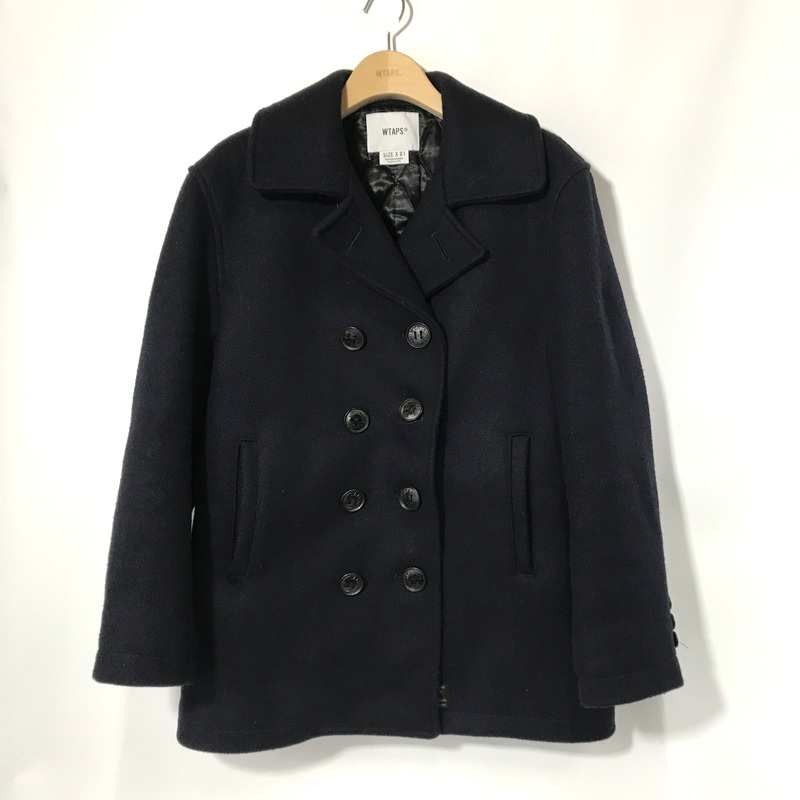 WTAPS Pコート BLACKWATCH COAT 172GWDT-JKM05 ウールコート 防寒 ハンガー付 サイズ01 S相当 ネイビー ダブルタップス アウター A12953◆拍卖