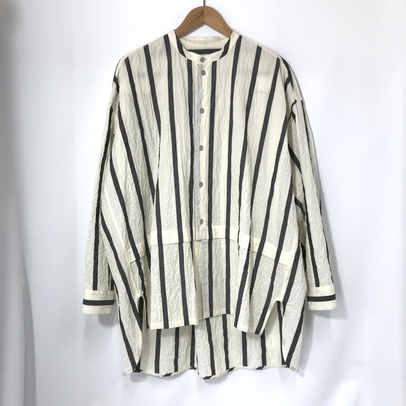 toogood ペドラーシャツ THE PEDLAR SHIRT BOLD STRIPE 長袖 ストライプ ノーカラー ロングシャツ Mサイズ トゥーグッド トップス A13781◆拍卖