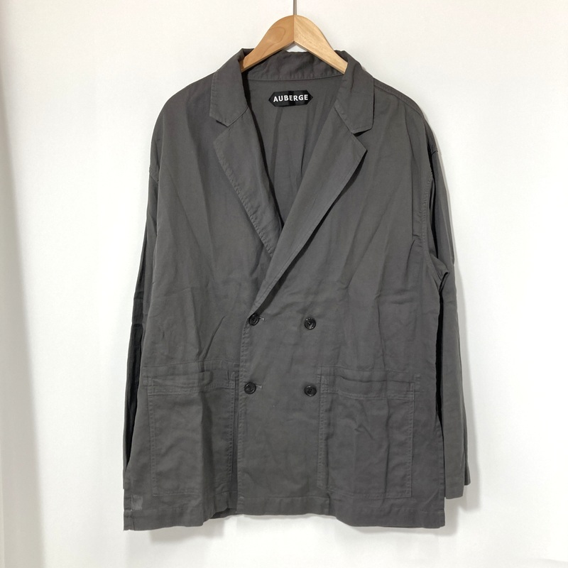 AUBERGE オーベルジュ ジャケット GIORGIO ジョルジオ ダブル 古着 日本製 メンズ サイズ42 Lサイズ チャコールグレー アウター A14776◆拍卖