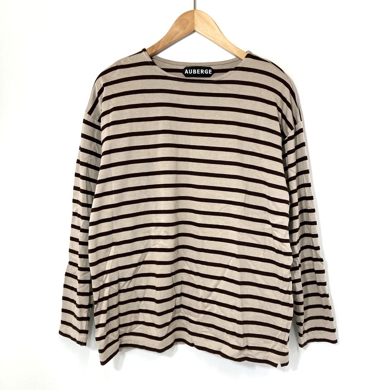 AUBERGE オーベルジュ カットソー 長袖 Tシャツ coco ボーダー バスクシャツ サイズ40 Mサイズ相当 ベージュ ブラウン トップス A14979◆拍卖