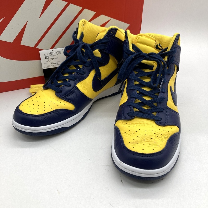 Nike ナイキ スニーカー Dunk High Retro SE Michigan HF3143-700 箱付 タグ付 ダンク ハイ レトロ 28cm イエロー ネイビー 靴 B15080◆拍卖