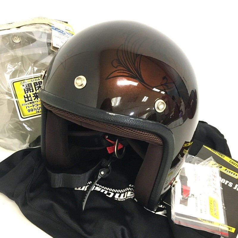 72JAMJET 72ジャムジェット JCP-56 ジェットヘルメット 除菌消臭済 レディースフリー LEAFブラック ブラウン バイク用品 ◇TA3580拍卖