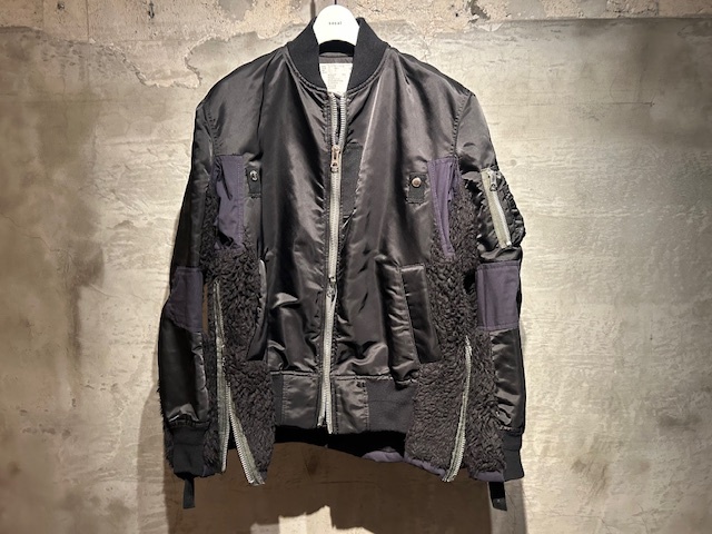 ♪送料無料★sacai★名作★ドッキング ボア ブルゾン★NylonTwill × Faux Shering Blouson★異素材/再構築★MA-1★20-02355M★黒★1(S)♪拍卖