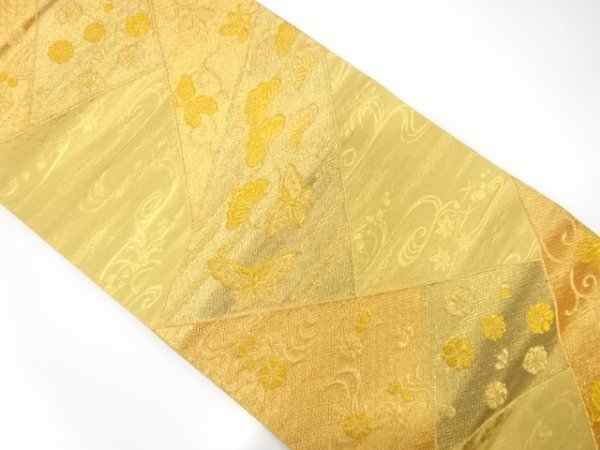 ys7537850; 宗sou 切りばめ風 蝶に流水・桜・八重梅模様織り出し袋帯(材料)【アンティーク】【着】拍卖