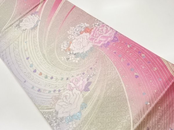 ys7538221; 宗sou 佐賀錦薔薇に曲線模様織出し袋帯【着】拍卖