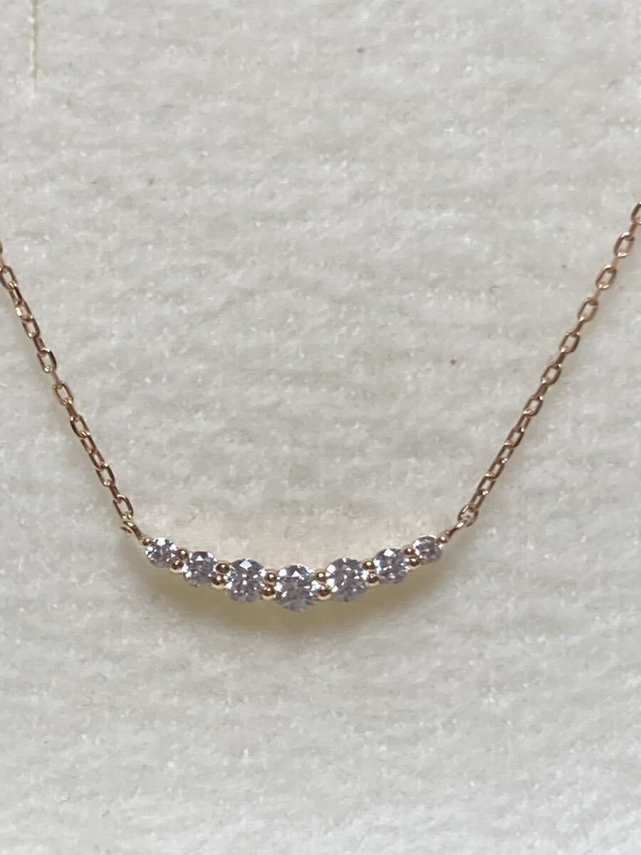 新品 正規品 4℃ ヨンドシー ネックレス ◎プレゼント ◎ k10 ゴールド ダイヤモンド 7粒 箱紙袋リボン プレゼント拍卖
