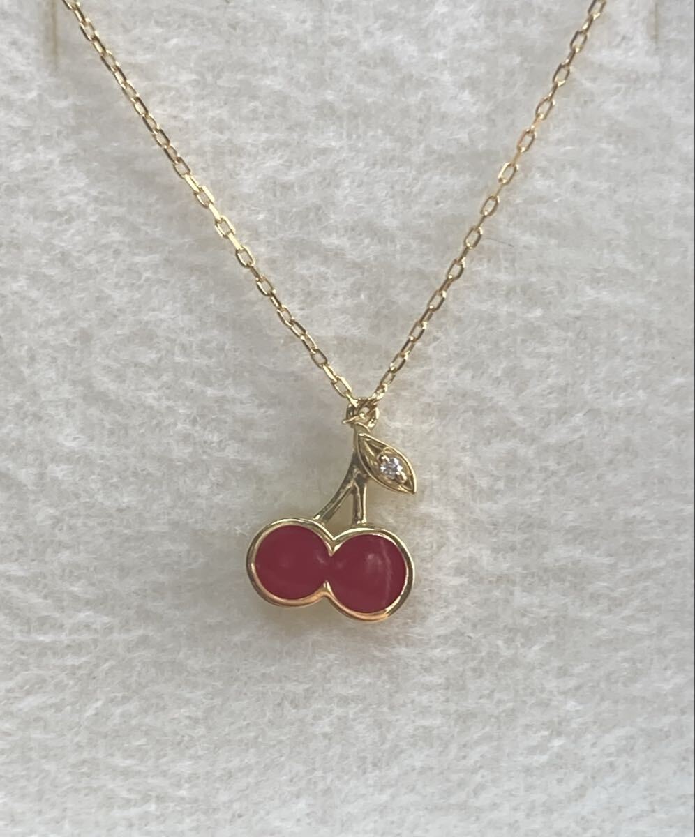 新品 正規品 AHKAH アーカー ネックレス チェリー さくらんぼ サクランボ 箱紙袋リボンダイヤモンド プレゼント ギフト拍卖