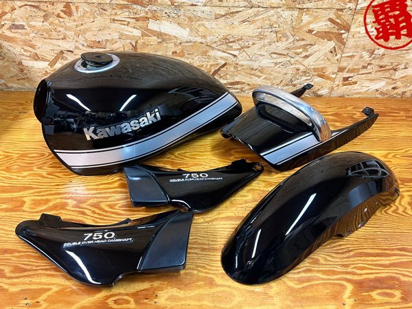 カワサキ ゼファー750 純正 外装セット ブラック 銀ライン タンク テールカウル フロントフェンダー サイドカバー 中古 美品拍卖