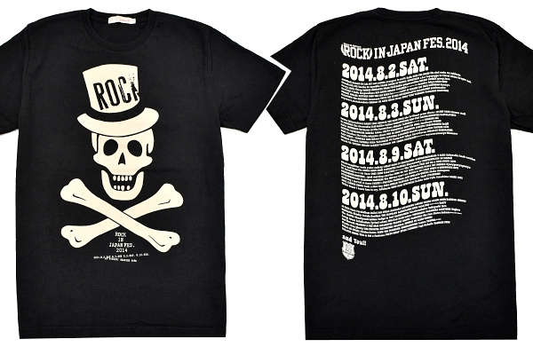 Y-9922★送料無料★ROCK IN JAPAN FES 2014年 ロックインジャパン★ブラック黒色 スカル 半袖 フェス ライブ T-シャツ S拍卖