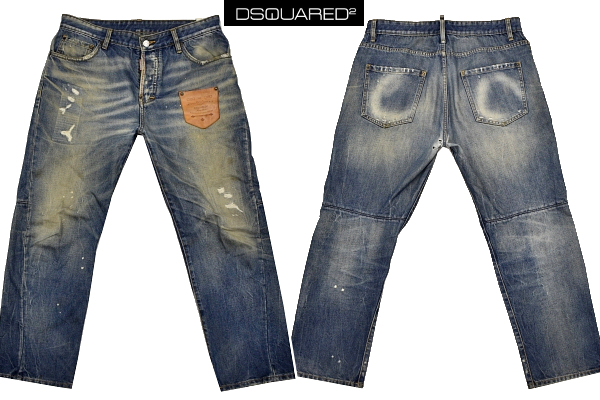 K-4800★DSQUARED2 ディースクエアード★イタリア製 ヴィンテージ&クラッシュ加工 デニム 立体テーパードジーンズ 50拍卖
