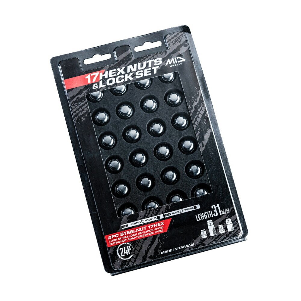 MID 17HEX ロック&ナットセット L31 クロームメッキ M12×P1.5 6H用 24個パック拍卖