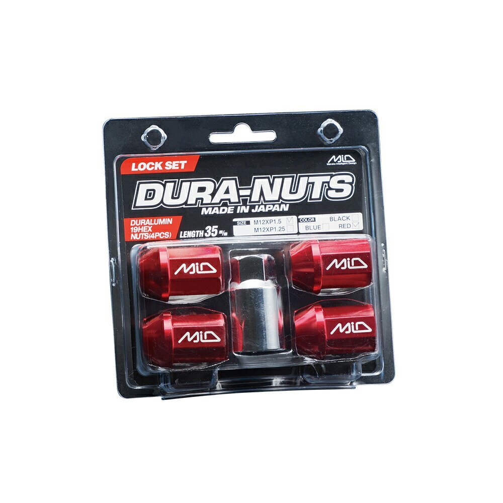 MID DURA-NUTS ジュラルミンロックナット L35 レッド M12×P1.5 4個パック拍卖