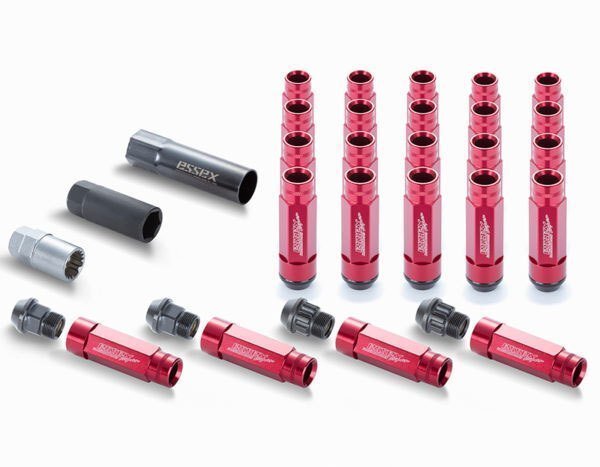 CRS ESSEX M12×P1.5 4穴用 2ピースシェルナット ロングタイプ ローレット/レッド 16本入拍卖