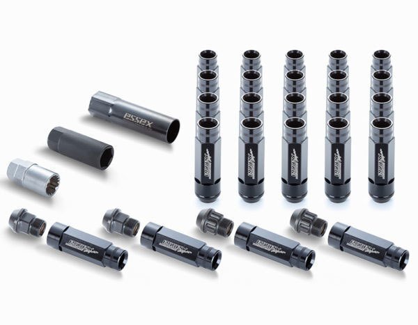 CRS ESSEX M12×P1.5 4穴用 2ピースシェルナット ロングタイプ ローレット/ブラック 16本入拍卖