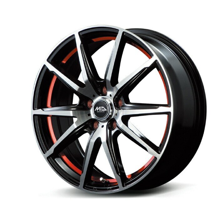MID WHEELS RX02 アルミホイール4本セット 18x8.0J 5H PCD114.3 +45 (アールエックスゼロツー ブラックポリッシュ/アンダーカットレッド)拍卖