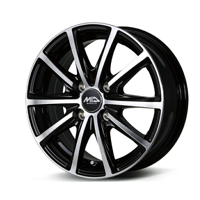 MID WHEELS V25 アルミホイール4本セット 14x5.5J 4H PCD100 +45 (ブイニーゴー ブラックポリッシュ)拍卖