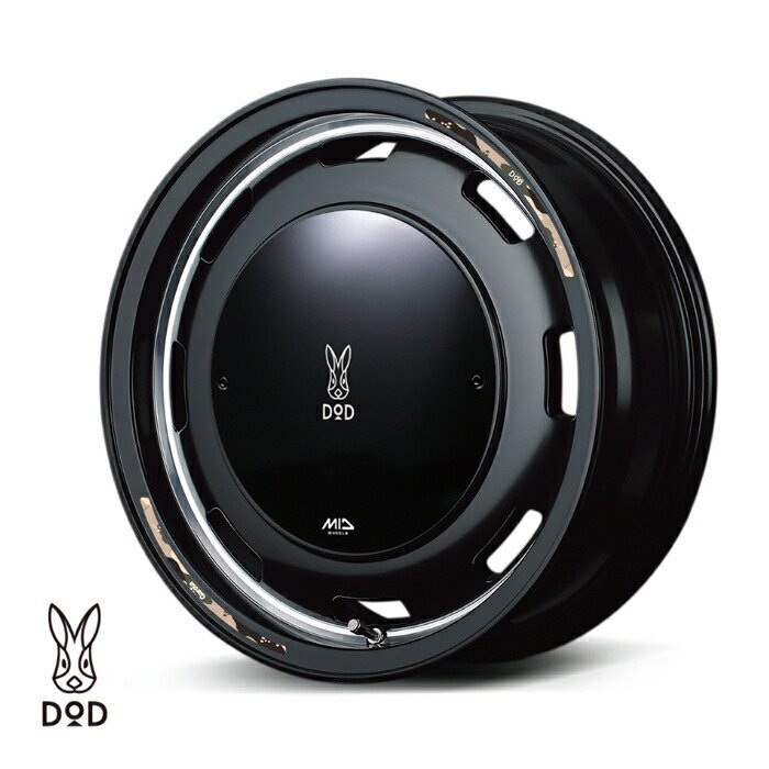 MID WHEELS X DOD ウシャリントバリ アルミホイール4本セット 14x4.5J 4H PCD100 +45 (ウシャリントバリ SBP Semi Gloss Black/Rim)拍卖