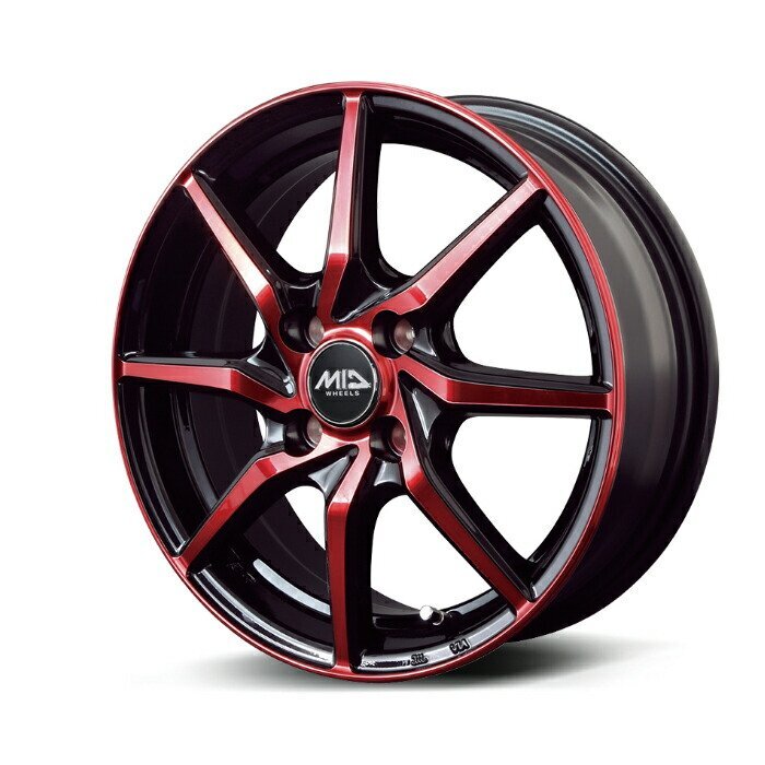 MID WHEELS S810 アルミホイール4本セット 15x5.5J 4H PCD100 +45 (エスハチイチマル B1R ブラックポリッシュ+レッドクリア)拍卖