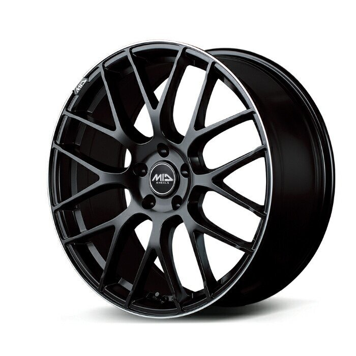 MID EXCLUSIVE 028F アルミホイール4本セット 18x7.0J 5H PCD114.3 +48 (ゼロニーハチエフ セミグロスブラック+リムエッジDC+ロゴマシニ拍卖