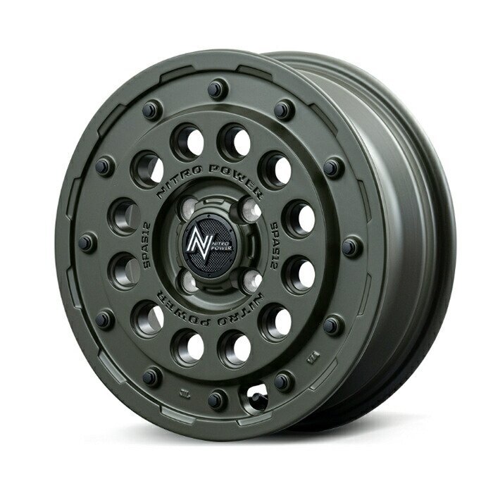 MID NITRO POWER H12 SHOTGUN TACTICAL EDITION アルミホイール4本セット 14x4.5J 4H PCD100 +45 (セミグロスODグリーン拍卖