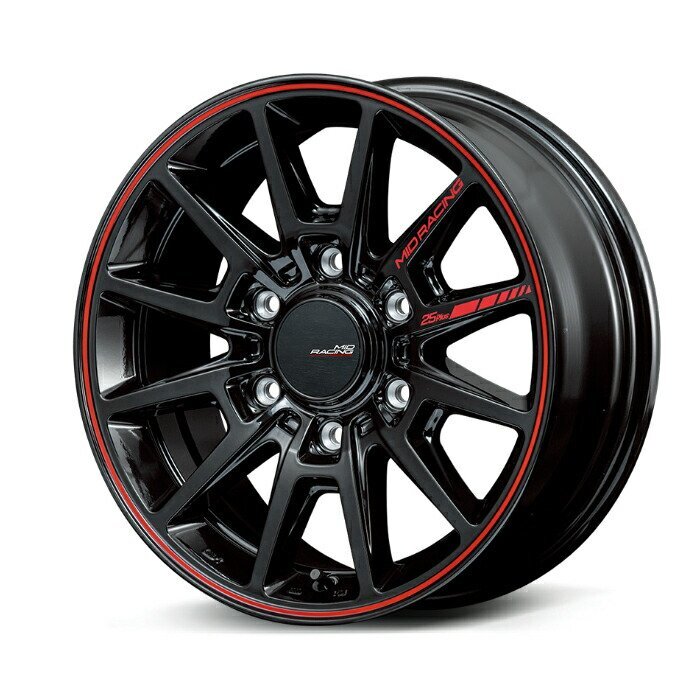 MID Racing R25 plus アルミホイール4本セット 16x6.5J 6H PCD139.7 +38 (アールニーゴープラス ブラック/リムレッドライン)拍卖