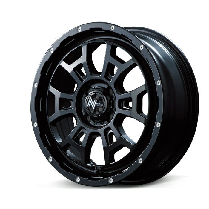 MID NITRO POWER H6 SLUG アルミホイール4本セット 16x6.0J 4H PCD100 +40 (エイチロクスラッグ SBKM セミグロスブラック/マシニング) ナ拍卖