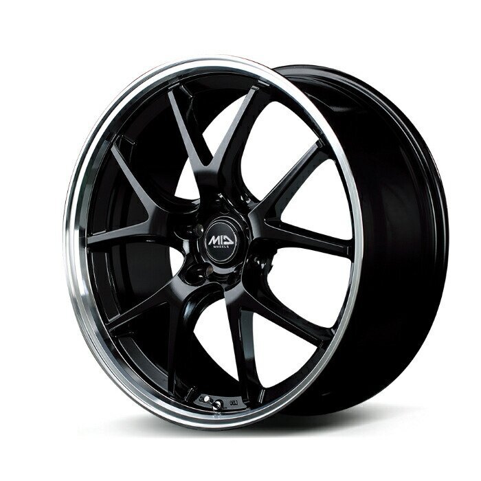 MID WHEELS EXE5 アルミホイール4本セット 19x8.0J 5H PCD114.3 +42 (エグゼファイブ グロッシーブラック/リムポリッシュ)拍卖
