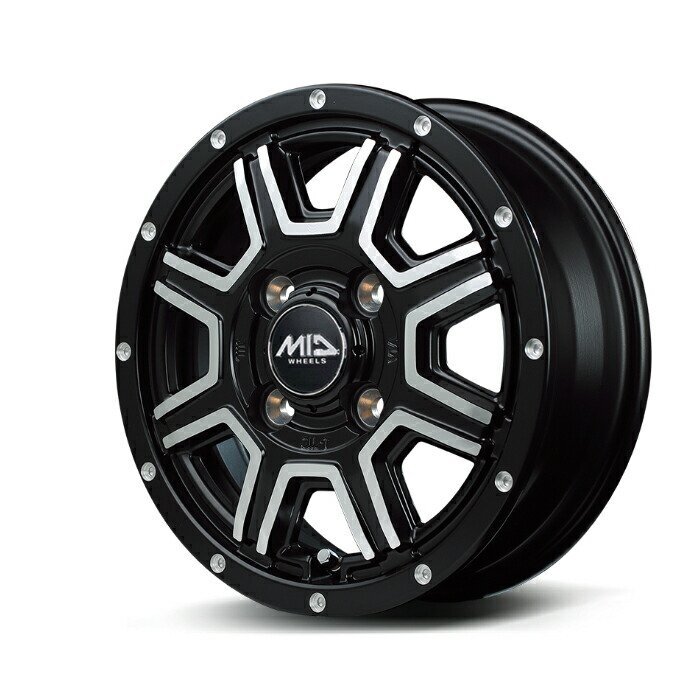 MID WHEELS WF-8 アルミホイール4本セット 14x4.5J 4H PCD100 +43 (ダブルエフエイト Dセミグロスブラック+ディスクポリッシュ) WF8拍卖