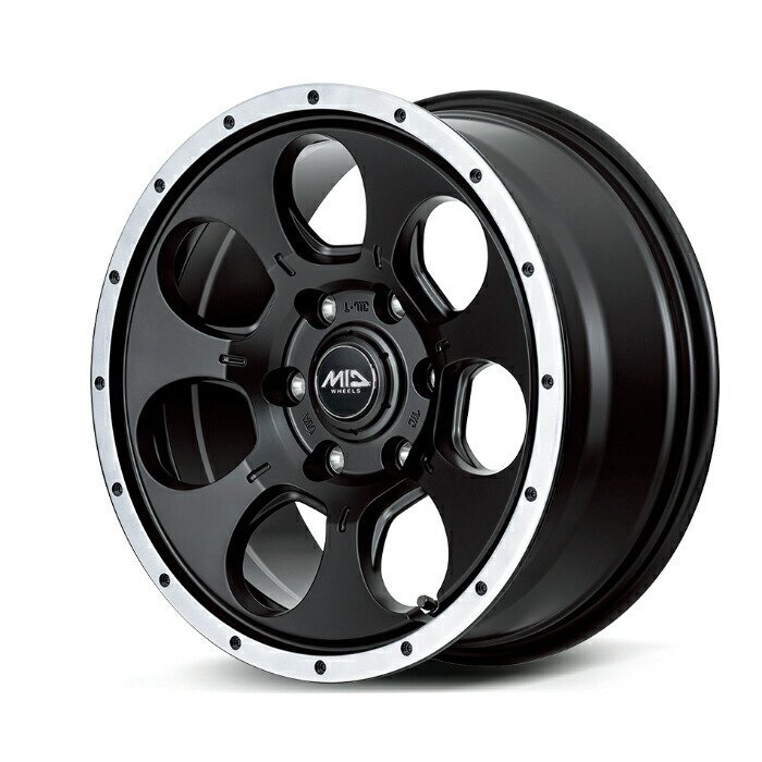 MID WHEELS WO-7 アルミホイール4本セット 15x5.5J 6H PCD139.7 +45 (ダブルオーセブン セミグロスブラックフランジDC)拍卖