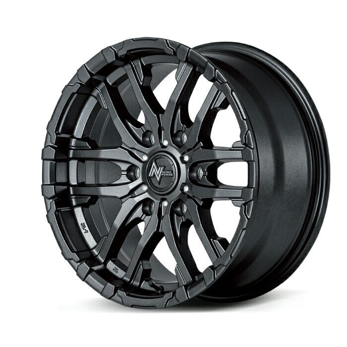 MID NITRO POWER M26 CROSSFANG アルミホイール4本セット 16x6.5J 6H PCD139.7 +38 (エムニーロククロスファング バレルブラック/ドリル拍卖