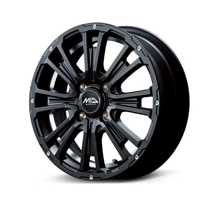 MID WHEELS GARCIA SS REVOLVER KC アルミホイール4本セット 12x4.0J 4H PCD100 +42 (セミグロスブラック/アンダーカットポリッシュ拍卖