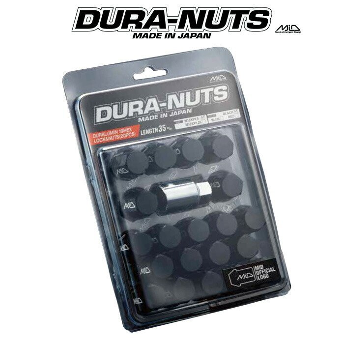 MID DURA-NUTS ジュラルミンロック&ナットセット L35 ブラック M12×P1.5 5H用 20個パック拍卖