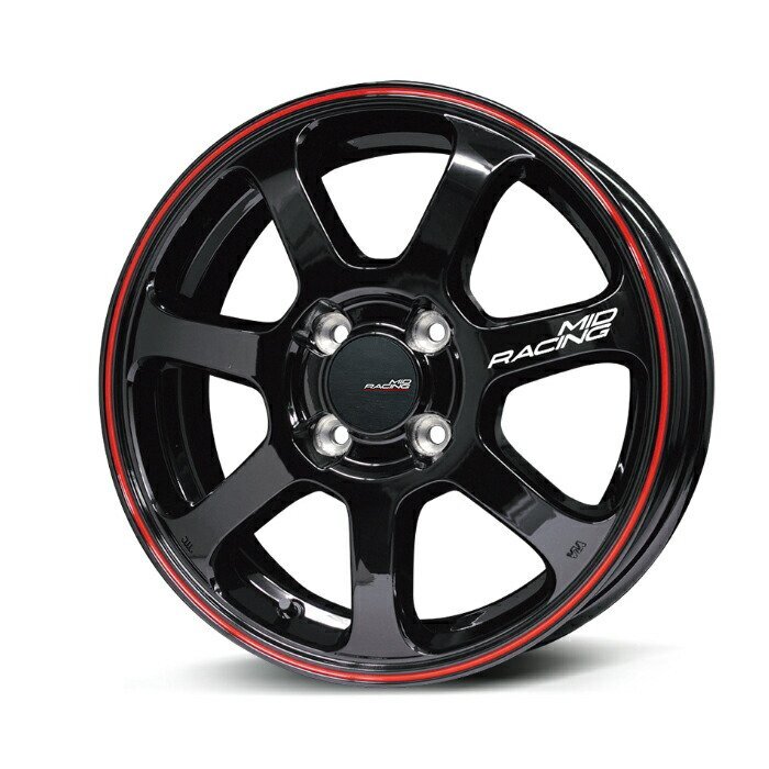 MID Racing R07 アルミホイール4本セット 15x5.0J 4H PCD100 +45 (アールゼロナナ BKR ブラック/リムレッドライン)拍卖