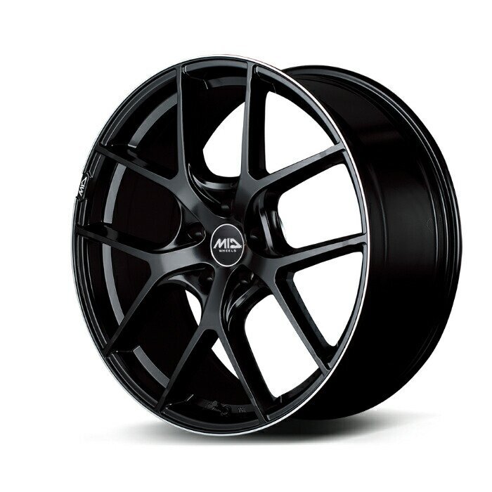 MID EXCLUSIVE 025F アルミホイール4本セット 17x7.0J 5H PCD114.3 +40 (ゼロニーゴーエフ セミグロスブラック+リムエッジDC+ロゴマシニ拍卖