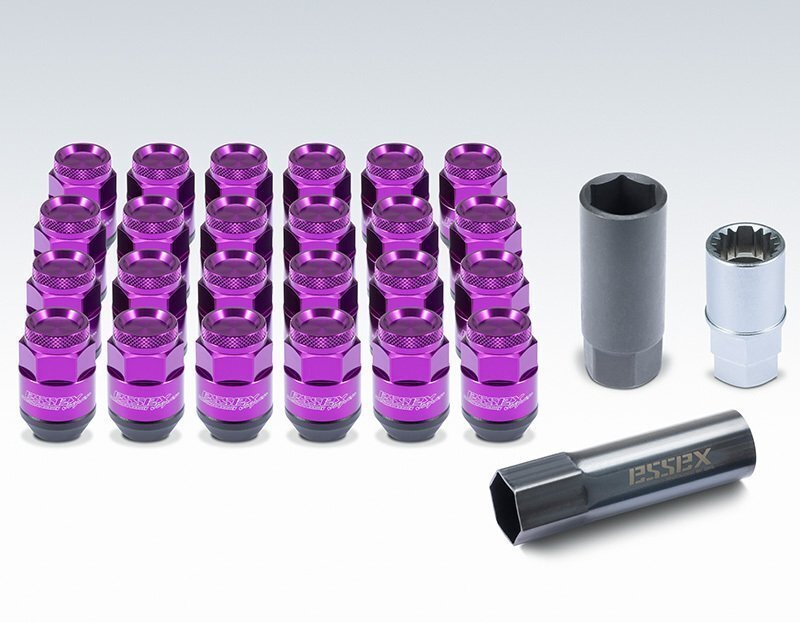 CRS ESSEX M12×P1.5 6穴用 2ピースシェルナット ショートタイプ ローレット/パープル 24本入 ハイエース 200系 2004年8月~拍卖