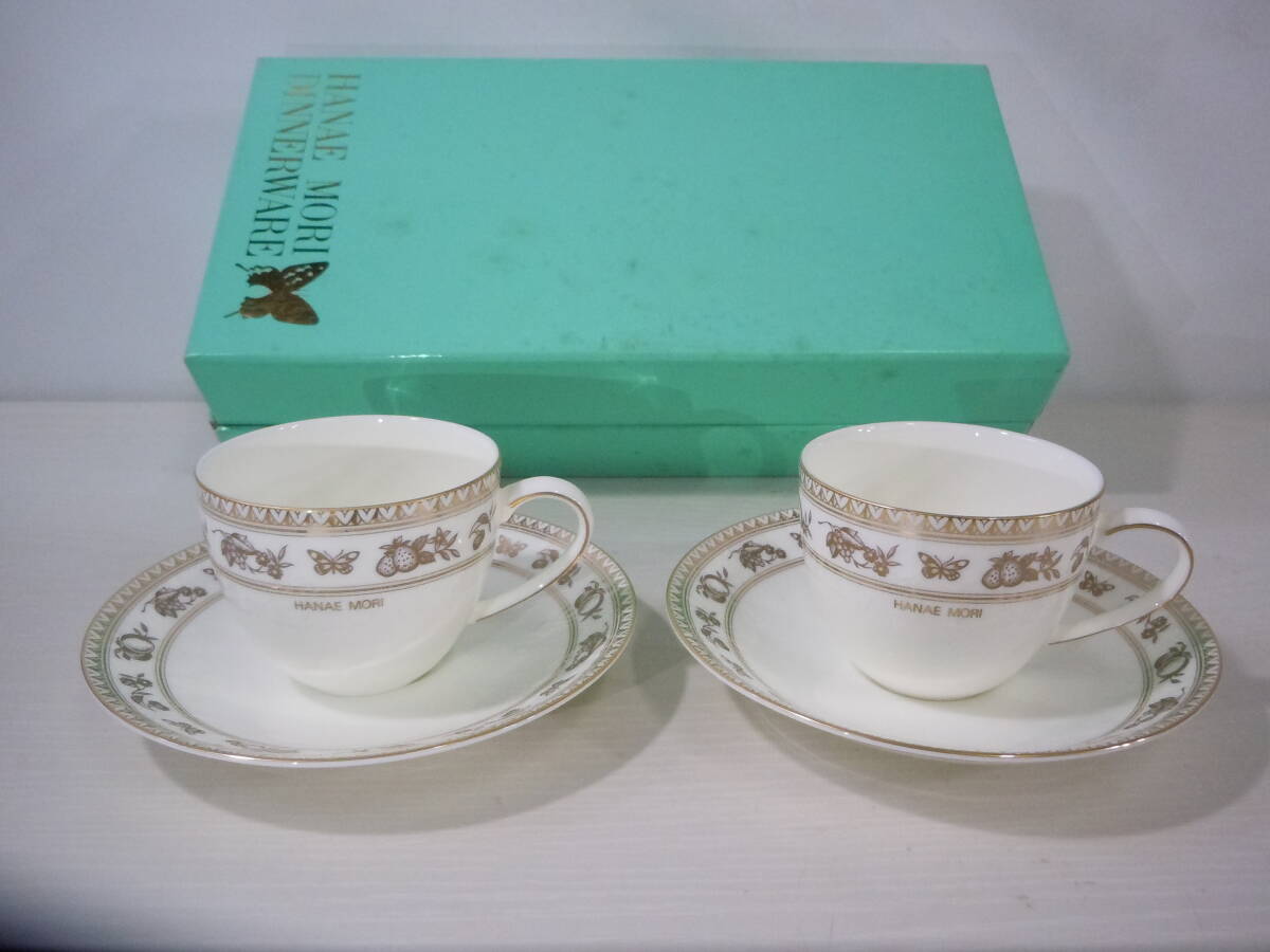 ◆HANAE MORI カップ&ソーサー 2客セット カップ直径7.5cm×6.3cm※現状品■80拍卖