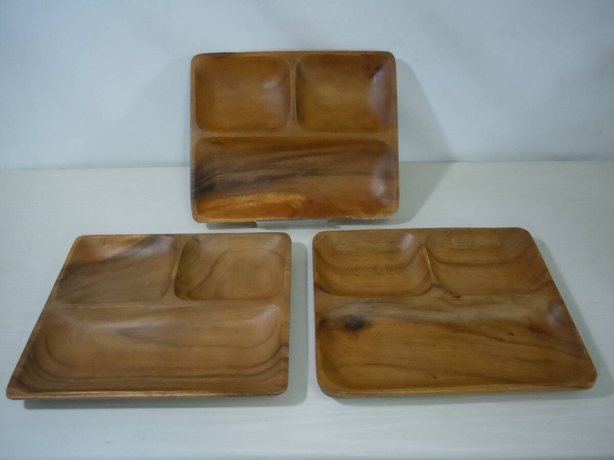 ◆ニトリ 仕切りプレート 木製プレート 3枚セット 22cm×26.5cm×2.7cm※現状品■80拍卖