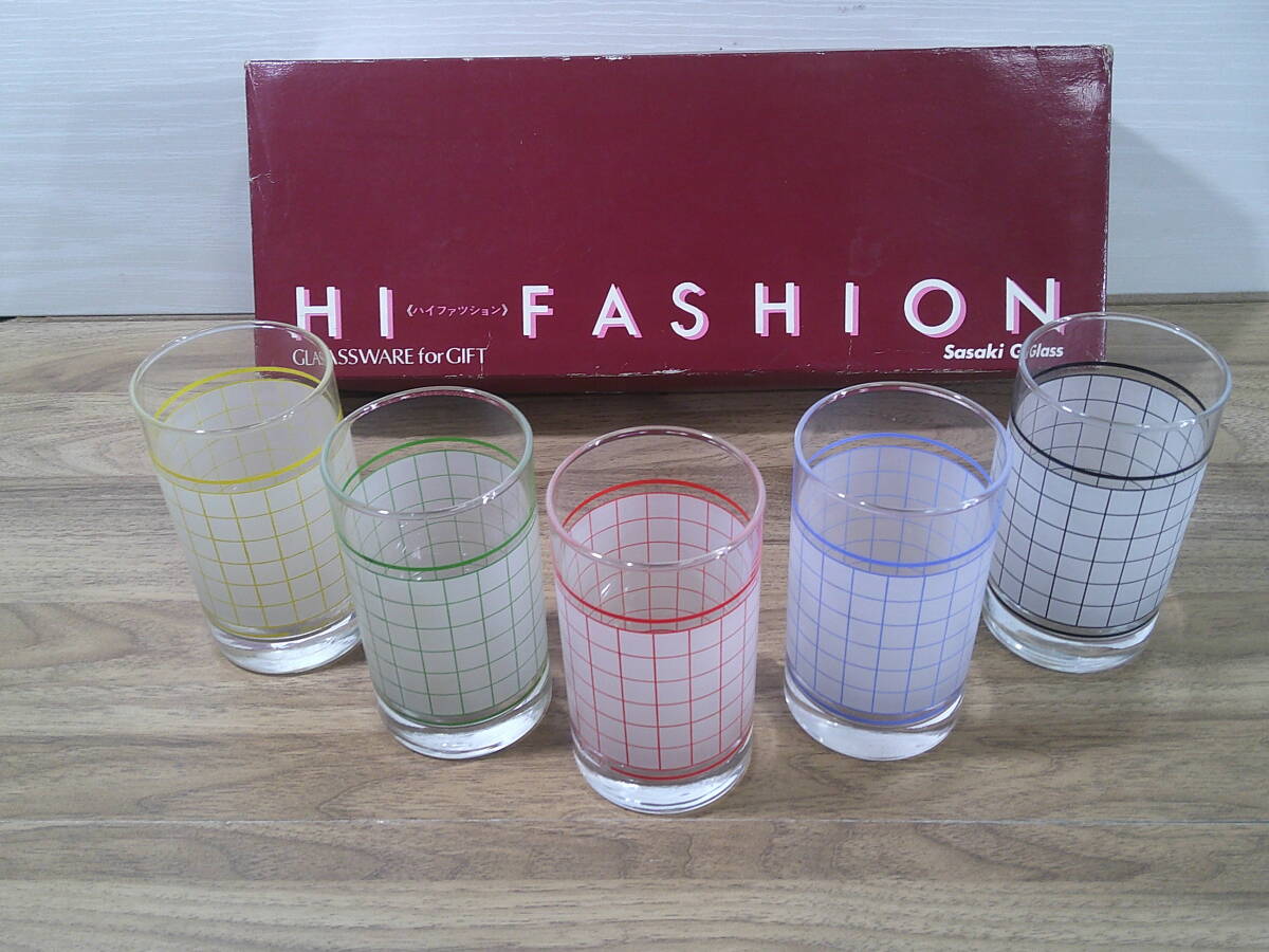 ◆佐々木硝子 クロッシング タンブラーグラス 5個セット 直径約6cm×11cm※現状品■60拍卖