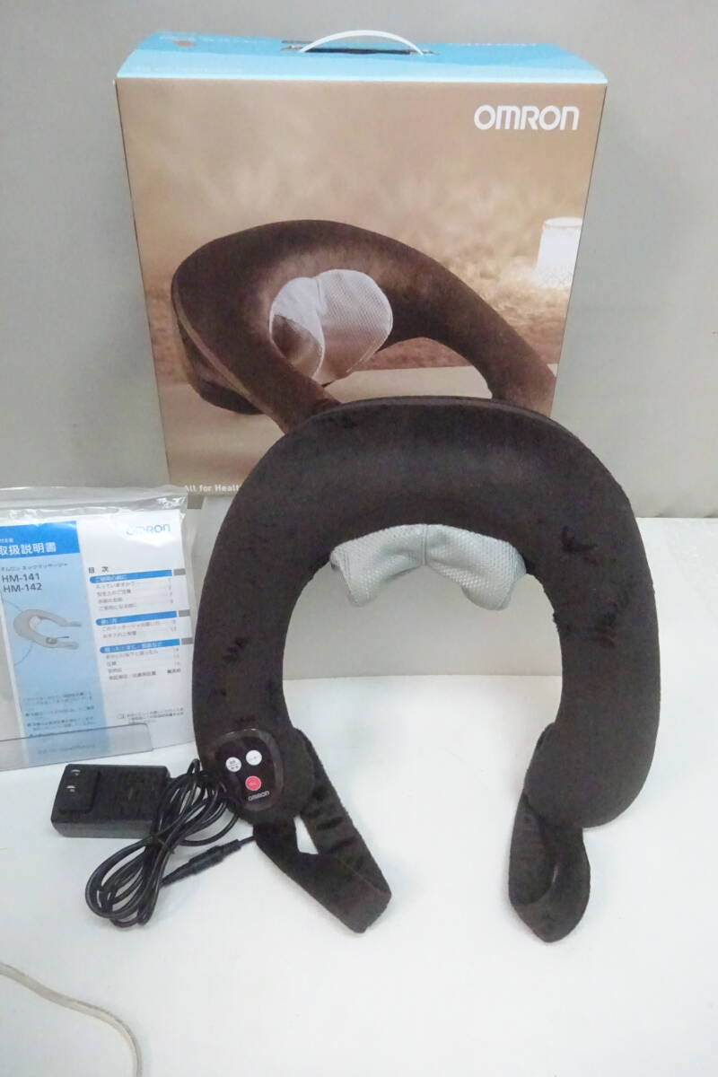 ★270)箱あり-首たたき&もみマッサージャー・オムロン HM-142 説明書あり※中古品/動作OK/使用感現状品■100拍卖