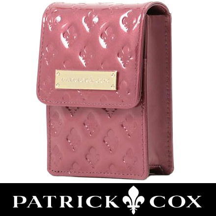 PATRICK COX シガレットケース【パールエナメル】《箱付》牛革 エナメル エンボス コーラルピンク ロゼ系 本物保証拍卖
