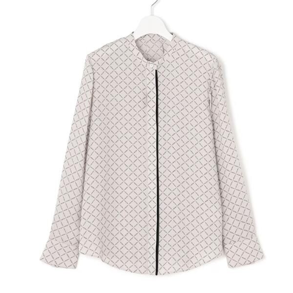 ICB【接触冷感・UVケア・速乾・洗える】BackSatinAmunzen バンドカラーブラウス(L=15号)新品※大きいサイズ・新品(col.542)拍卖