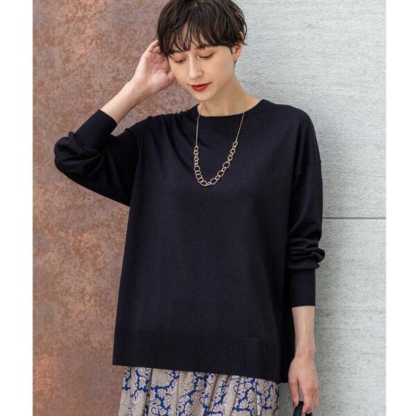 23区【洗える】オータムシャイニー リラクシー ニット(38・Mサイズ・黒)新品・セーター拍卖