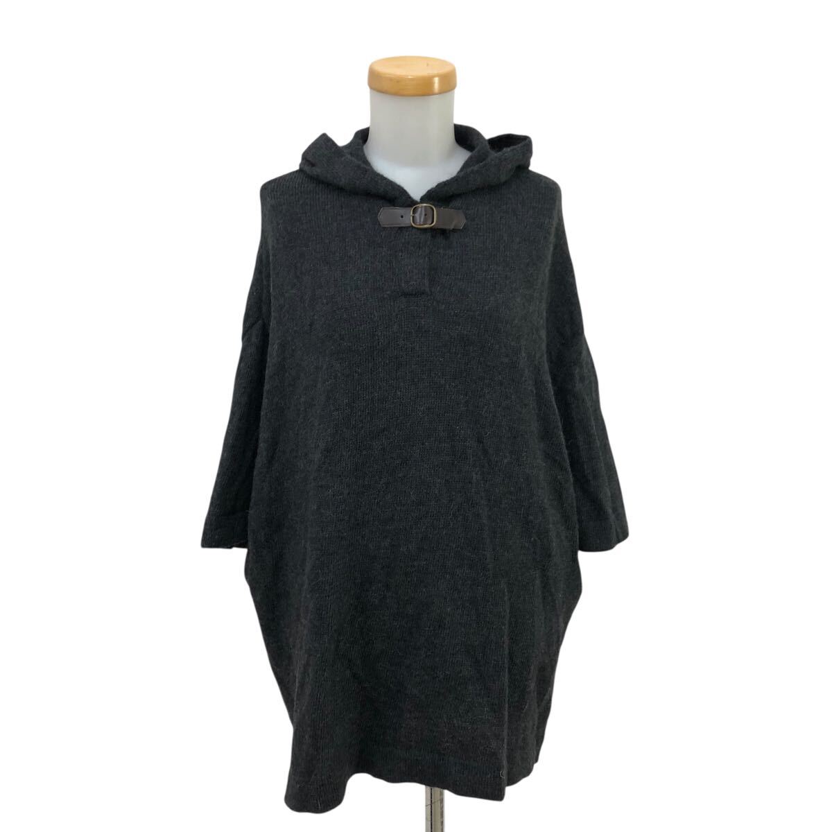 10Nm329-44 MACKINTOSH PHILOSOPHY マッキントッシュフィロソフィー アルパカ混 モヘヤ混 七分袖 プルオーバー ニット パーカー グレー 38拍卖