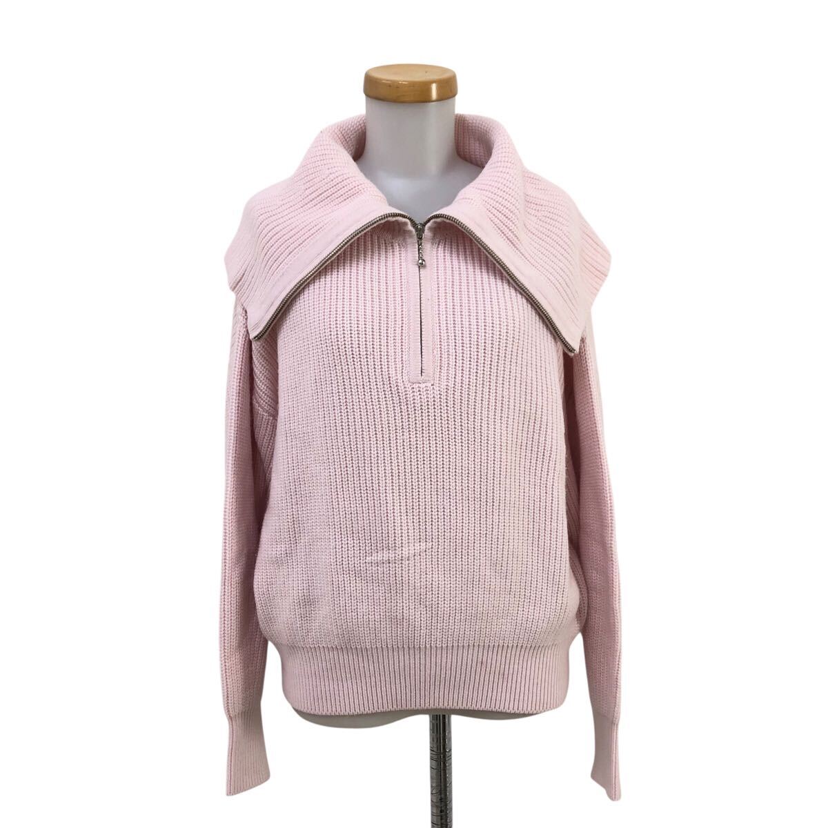 10m662-66 美品 2022年製 snidel スナイデル スキッパー ニット プルオーバー 長袖 セーター トップス ピンク レディース F拍卖