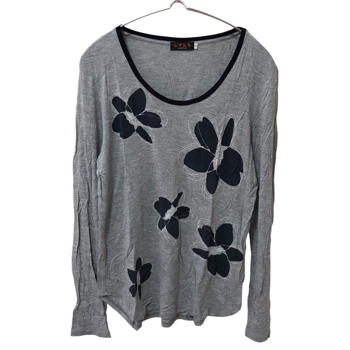 10NG005-19 EVEX by KRIZIA エヴェックス バイ クリツィア トップス カットソー 花柄 レディース 42 LL相当 グレー拍卖