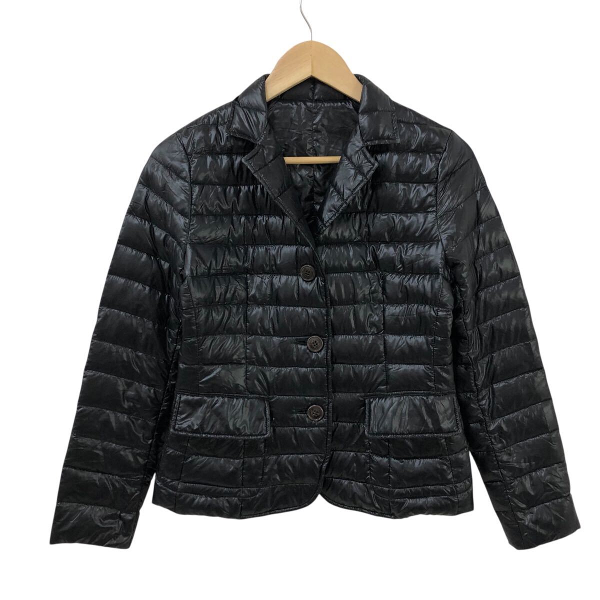 10Nm330-9 Merveilleux vente メルヴェイユヴァント ダウン 80% テーラード ダウンジャケット ナイロン 軽量 ジャケッブラック M拍卖