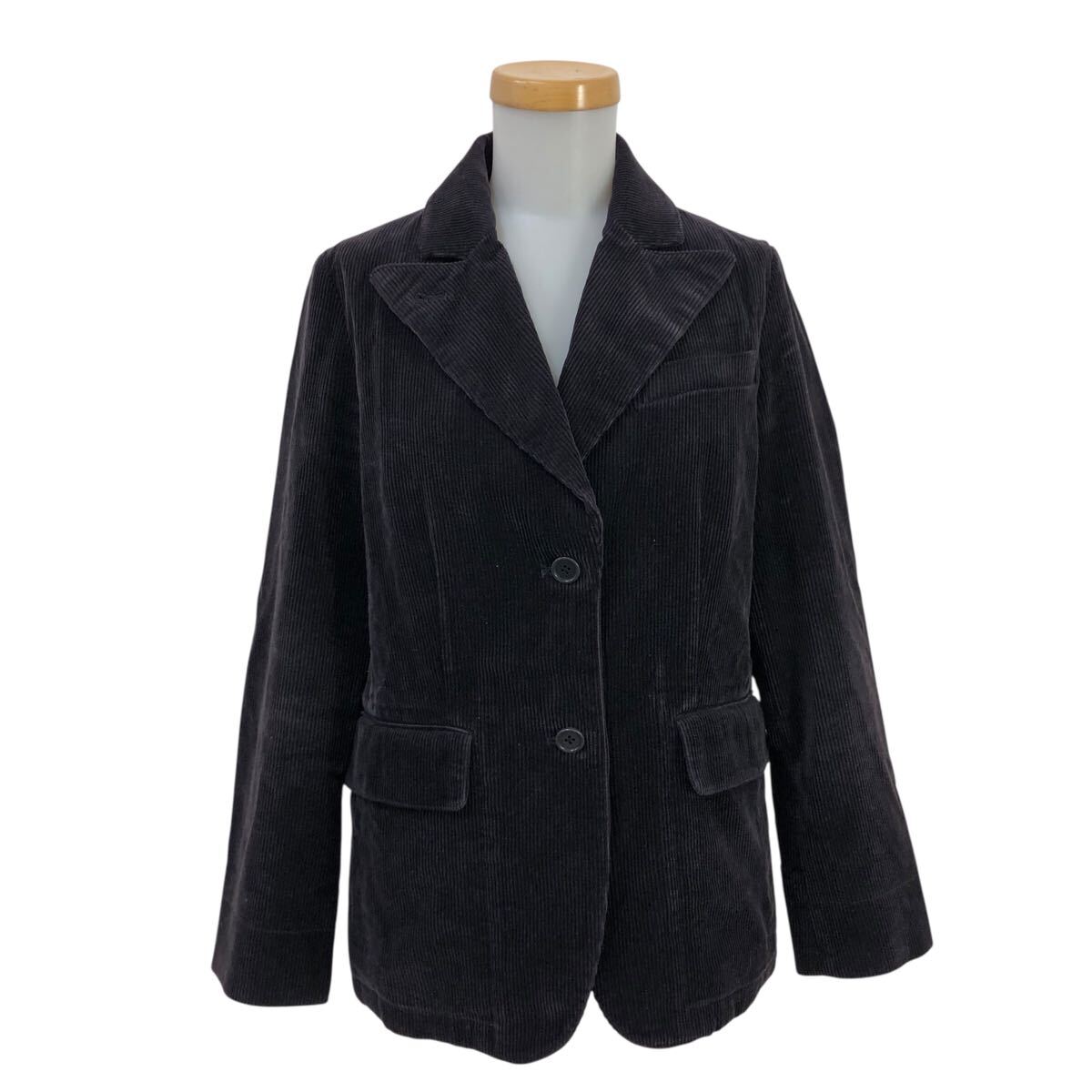 10m666-27 MARGARET HOWELL マーガレットハウエル コーデュロイ テーラード ジャケット 上着 アウター ブラック系 レディース Ⅰ 日本製拍卖