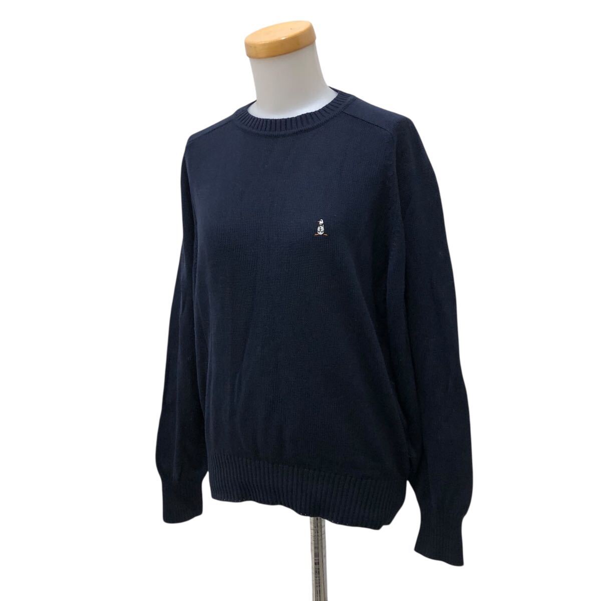 10NK007-11 Munsingwear マンシングウェア スポーツ ニット セーター 薄手 トップス 長袖 ネイビー 刺繍 レディース 女性用 M拍卖