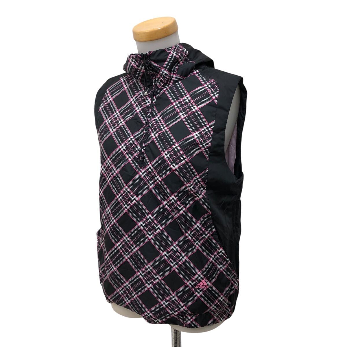 10NK008-22 adidas アディダス GOLF ゴルフ ゴルフウェア ベスト ハーフジップ トップス 中綿 黒 ピンク レディース 女性用 M拍卖