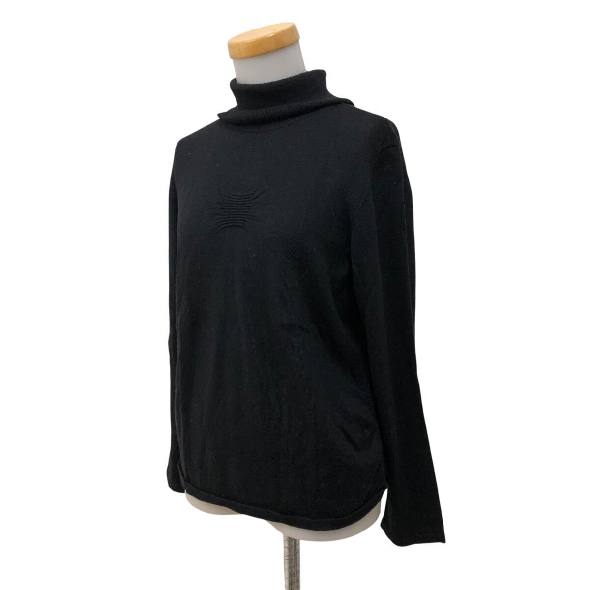 10NK008-32 EVEX by KRIZIA エヴェックス バイ クリッツィア 毛100% ニット セーター トップス 長袖 ハイネック 刺繍 黒 レディース 46拍卖